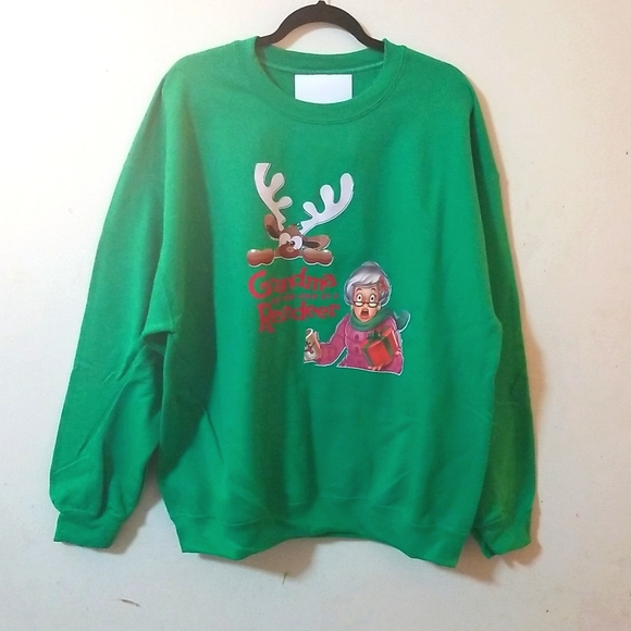 SBC Grandma Got Run Over By A Reindeer Green Crewneck Sweatshirt - Picture 8 of 9